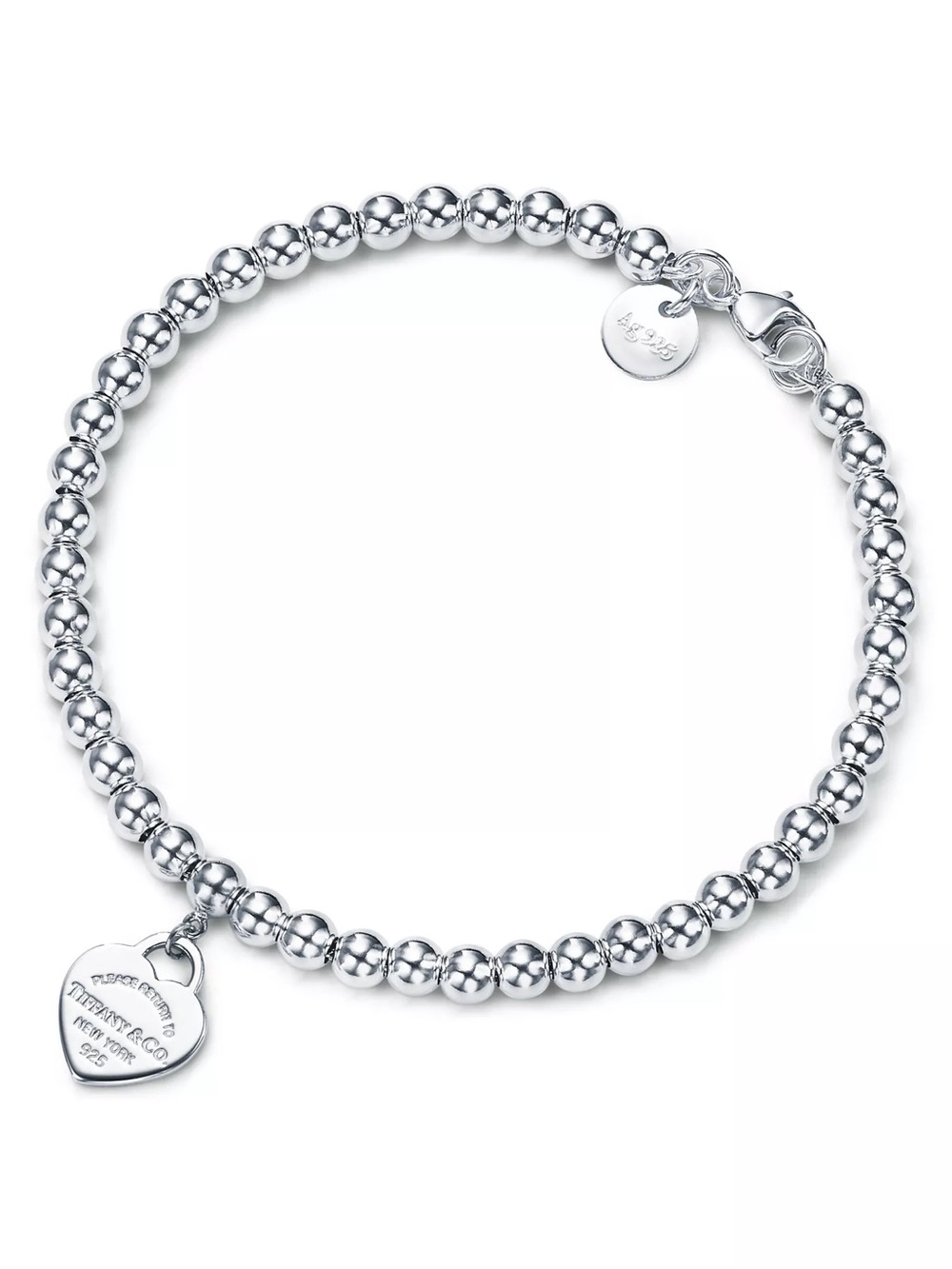 Tiffany & Co Heart Tag Bead Bracelet in Silver